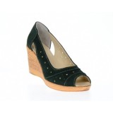 Pantofi dama de vara din piele naturala intoarsa - Model verde decupat S1047V