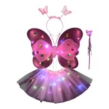 Set 4 Piese, Aripi de Fluture cu Luminite, Roz 2-4 ani - 15936