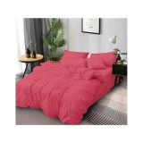 Cumpara ieftin Lenjerie de pat dublu Bumbac Damasc 4 Piese, Roz Inchis - PUC156