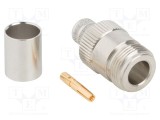 Conector N mufă mamă 50&Omega; crimpat PTFE aurit AMPHENOL RF
