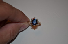 INEL AUR 14K + 8 Diamante = 0.10ct + Safir = 1.75ct - Antourage - Vintage ! foto