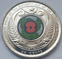 50 cents 2018 New Zealand / Noua Zeelanda, unc, Centenary of the Armistice foto