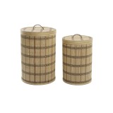 Set de Coșuri DKD Home Decor Maro Natural Bambus (2 Piese)