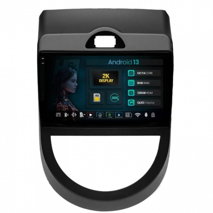 Navigatie 2K Kia Soul (2009-2013) 8GB RAM Android 13 Octacore Slot Sim 4G DSP GPS Wi-FI Carplay Android Auto USB Bluetooth Waze Touchscreen 9.5 Inch