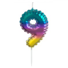 Lum&amp;acirc;nare Aniversară, Ombre, Număr 9, Multicolor, Parafină foto