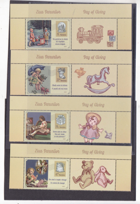 ROMANIA 2023 ZIUA DARURILOR Serie 4 timbre cu vinieta LP.2444 MNH**