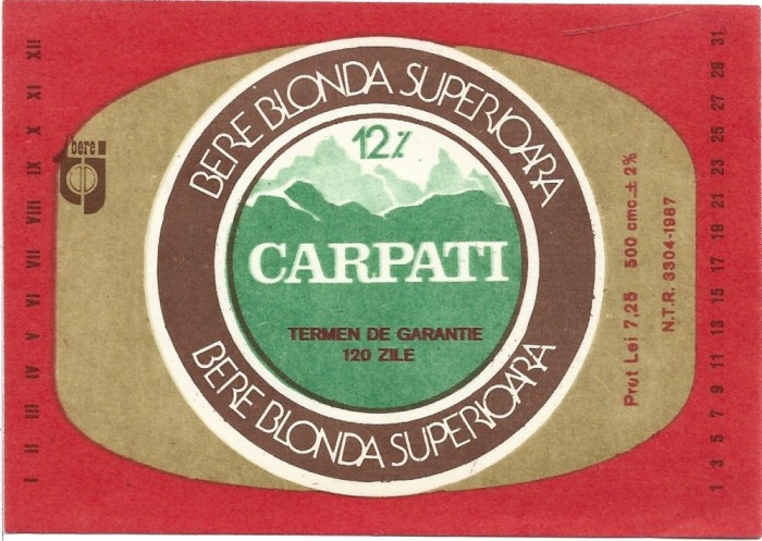 NI490 Etichetă bere blondă superioară Carpați