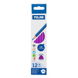 Cumpara ieftin Set 12 Creioane Unicolor MILAN, Culoare Mov, Corp Hexagonal din Lemn, Creioane Mov, Set Creioane Mov, Creion Unicolor, Creioane Colorate, Creioane MIL