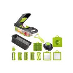 Tocător de legume multifuncțional, 13in1, negru/verde