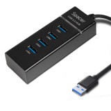 HUB extern SPACER SPH-4USB30-01 porturi USB3.0 x4 conectare prin USB3.0 cablu 1m negru