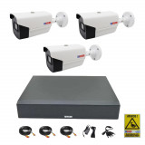 Sistem supraveghere video 3 camere exterior 2MP 1080P full hd IR 30m, DVR 4 canale, accesorii full, live internet SafetyGuard Surveillance, Rovision