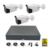 Sistem supraveghere video 3 camere exterior 2MP 1080P full hd IR 30m, DVR 4 canale, accesorii full, live internet SafetyGuard Surveillance