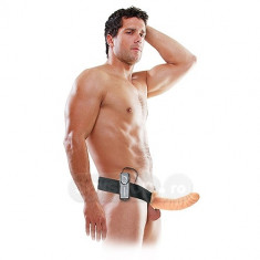 Vibratoare cu strap-on - Fetish Fantasy Strap-On Scobit cu Vibratii 20cm - culoare Naturala