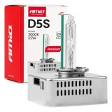 Bec xenon HID D5S 5000K AMiO Premium pentru faruri xenon originale cu lupa, 25W 12V, cu aprinzator integrat, compatibil Audi A4 A6 Q7 TT, Citroen C4