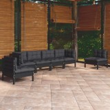 Cumpara ieftin Set mobilier grădină cu perne, 7 piese, lemn masiv de pin
