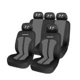 Set Huse Scaune Universale Premium Carguard Personalizate cu Hyundai &ndash; Negru/Gri