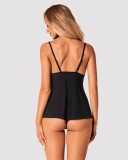 Babydoll Sexy Dantela Bella Rou Negru M/L Obsessive. Lenjerie Erotica Femei. Chilotei Snur. Poliamida