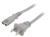Cablu Alimentare 2x18AWG IEC C7 la NEMA 1-15 3m Gri 7A