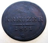 7.155 AUSTRIA 2 KREUZER 1851 G, Europa, Cupru (arama)