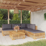 VidaXL Set mobilier grădină cu perne, 6 piese, lemn masiv de tec