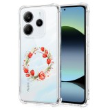 Husa antisoc pentru xiaomi redmi note 14 4g, airbag, pink wreath 15, clear