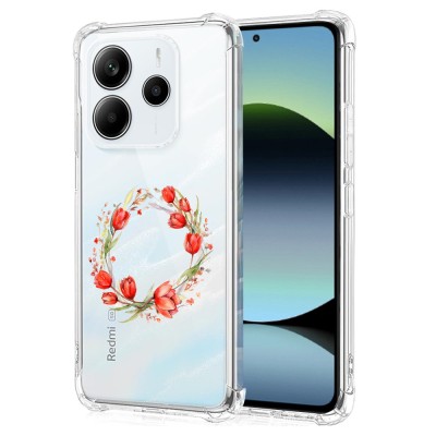 Husa antisoc pentru xiaomi redmi note 14 4g, airbag, pink wreath 15, clear foto