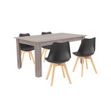 Cumpara ieftin Set de masă Lola 4+1 stejar negru-York