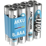 Set 8 acumulatori AAA, HR03, Ni-Mh, 1100 mAh, Ansmann