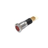 Indicator LED plat de panou din alama, 12mm, pini 6.3mm, rosu, 12-24V DC, IP67, FL1M-12FJ-1-RED