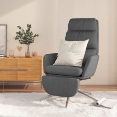 Scaun de relaxare cu taburet, gri &icirc;nchis, material textil