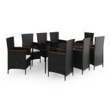 Cumpara ieftin Set mobilier de gradina cu perne, 9 piese, negru