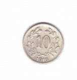 Moneda Austro-Ungaria 10 heller 1916, stare foarte buna, curata, Europa, Cupru-Nichel