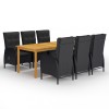 Gossi set de masa pentru gradina, 7 piese, negru