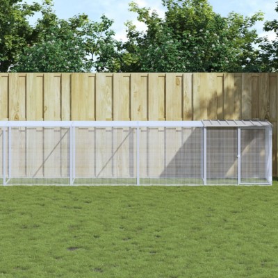 vidaXL Coteț pui cu acoperiș gri deschis 1003x98x90 cm oțel galvanizat foto