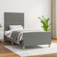 vidaXL Cadru de pat fără saltea, gri &icirc;nchis, 90x190 cm, textil