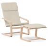 Scaun de relaxare cu taburet, crem, textil