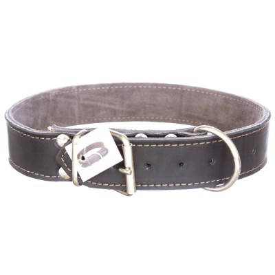 Zgarda din piele groasa 4 cm/80 cm negru foto
