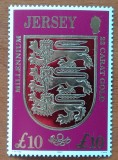 JERSEY-&#039;&#039;Timbru de mileniu de 10 Lire metalizat auriu&#039;&#039;-rar val mare de cat.!!!!-MNH -NESTAMP, Nestampilat