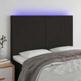 Tablie Pat LED Negru 144cm Textil Inaltime Reglabila +Banda LED Taiabila USB
