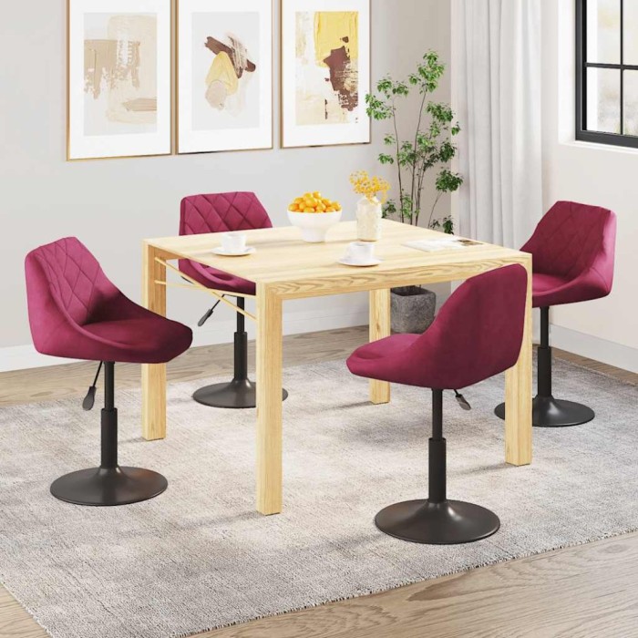vidaXL Scaune de masă pivotante, 4 buc., roșu vin, catifea 3088797