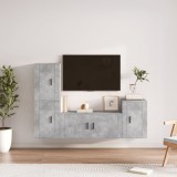 vidaXL Set dulap TV, 4 piese, gri beton, lemn prelucrat