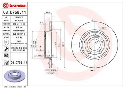 BREMBO 08.D758.11 PRIME LINE - UV Coated Disc frana foto