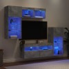 VidaXL Unități TV de perete cu LED-uri 5 piese gri beton lemn compozit 3216728