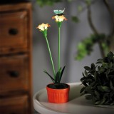 Lampa solara floare rosie 10 LED alb cald, 8 x 8 x 32 cm, iluminat decorativ gradina, cu tarus, IP44