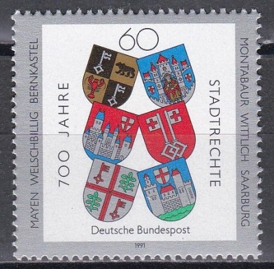 Germania 1991 - 700 de ani de la Alocarea drepturilor de oraș, MNH foto
