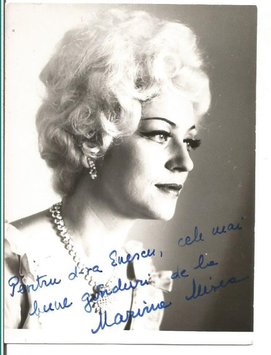 carte postala(foto)-SOPRANA- Marina Mirea-dedicatie si autograf