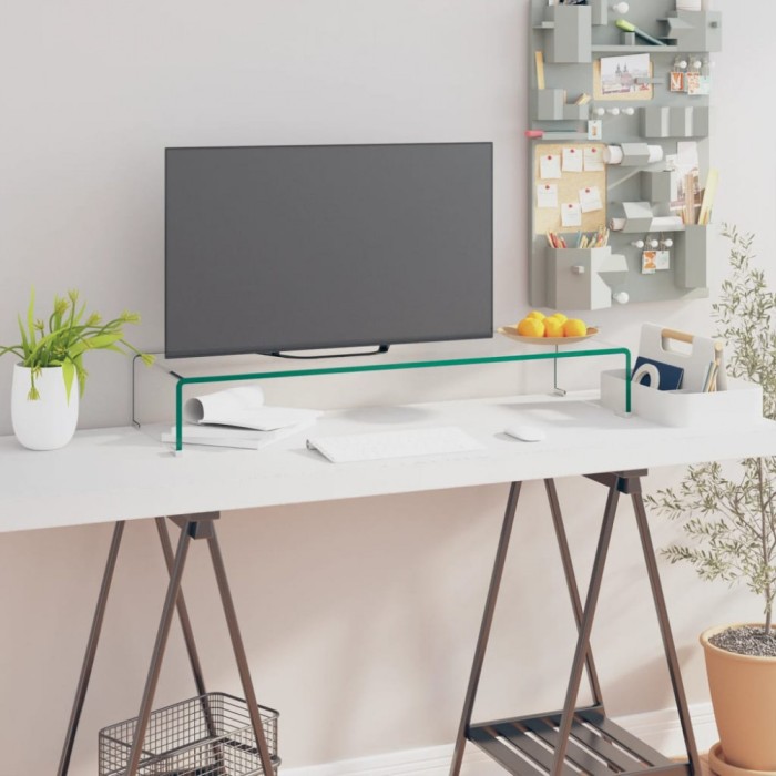 vidaXL Stand TV/Suport monitor sticlă transparentă 90x30x13 cm