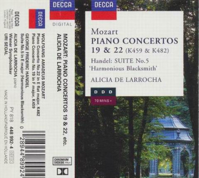 CD Mozart, Handel / Alicia De Larrocha &amp;lrm;&amp;ndash; Piano Concertos 19 &amp;amp; 22 foto