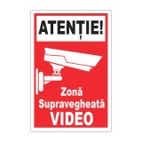 Indicator zonă supravegheată video &bdquo;Atenție!&rdquo; 20 x 30 cm