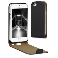 Husa pentru Apple iPhone 5 / iPhone 5s / iPhone SE, Piele ecologica, Negru, 17251.01
